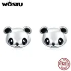 Женские серьги-пусеты WOSTU, из 100% стерлингового серебра 925 пробы с милой пандой, модные украшения в подарок, Прямая поставка CQE386