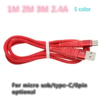 50 шт. 1 м 2 м 3 м 2.4A type-C 8-контактный кабель быстрое зарядное устройство кабель micro USB/typeC/8 контактный кабель для зарядки данных нейлоновая оплет...