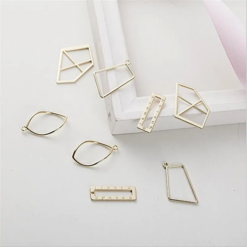 

10pcs/lot New Creative KC Gold Geometric Charms Connectors For DIY Fashion Earrings accessories ornament jewelry making material