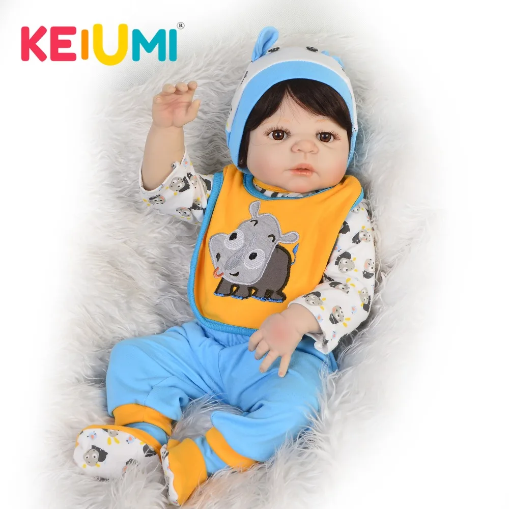 

KEIUMI Reborn Baby Dolls Boy Full Body Silicone 23 Inch Lifelike Babies Doll For Toddler Realistic Boneca Reborn Birthday Gifts