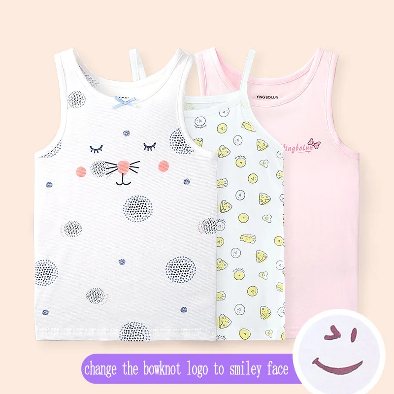 3pcs NO6 girl 3 шт./лот, топы на бретелях для маленьких девочек, однотонный детский жилет, Пляжное детское нижнее белье, футболки без рукавов из хлопка для девочек, VE004 - Цвет: 3pcs NO6 girl