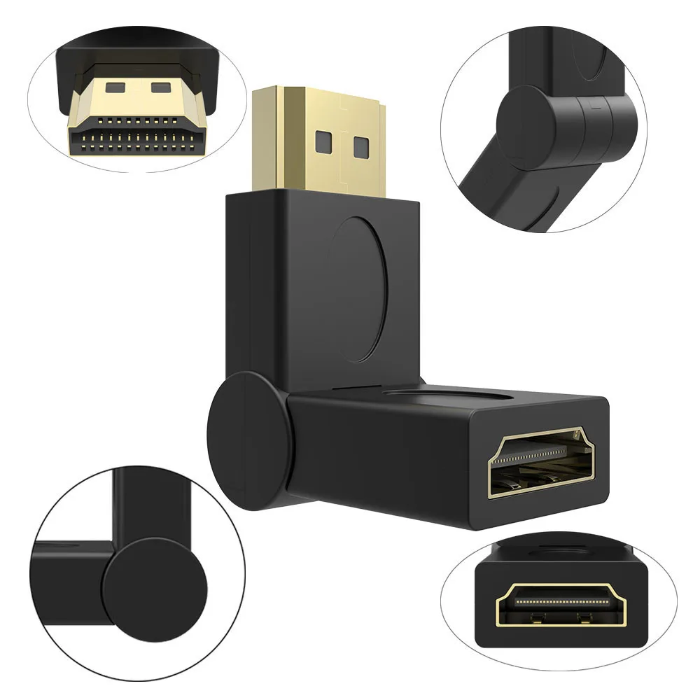Robotsky HDMI Мужской к HDMI Женский кабель адаптер конвертер под прямым углом 180 градусов вращающийся удлинитель для 3D 1080P HDTV xbox PS3 DVD