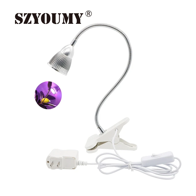 

Led Grow Light Bulbs Lamp 5W Plant Flower Vegetable Growing Lights for Indoor Greenhouse Hydroponics System + Desk Holder Clip