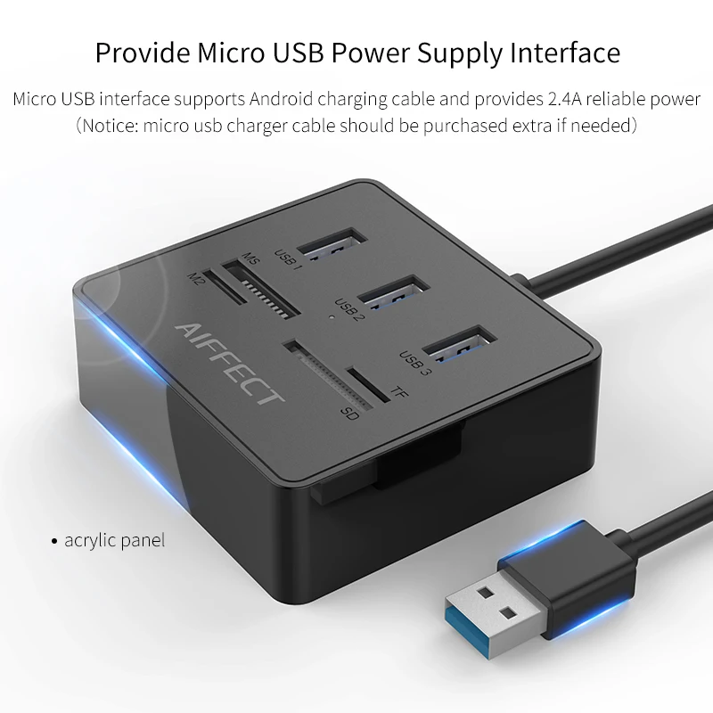 AIFFECT высокое Скорость 3 Порты USB разветвитель 0 концентратор конвертер с TF SD M2 MS Card