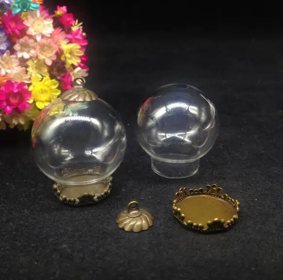3pcs 25*15mm open mouth glass vial bubble dome 15mm flower tray DIY vials pendant wishing bottle jars necklace | Дом и сад