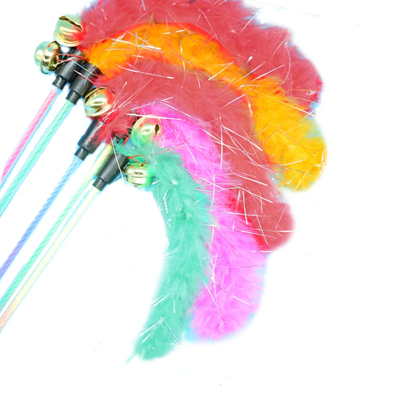 1 шт./лот плюшевые перья колокольчик Игрушка для кошек оптовая продажа тизер