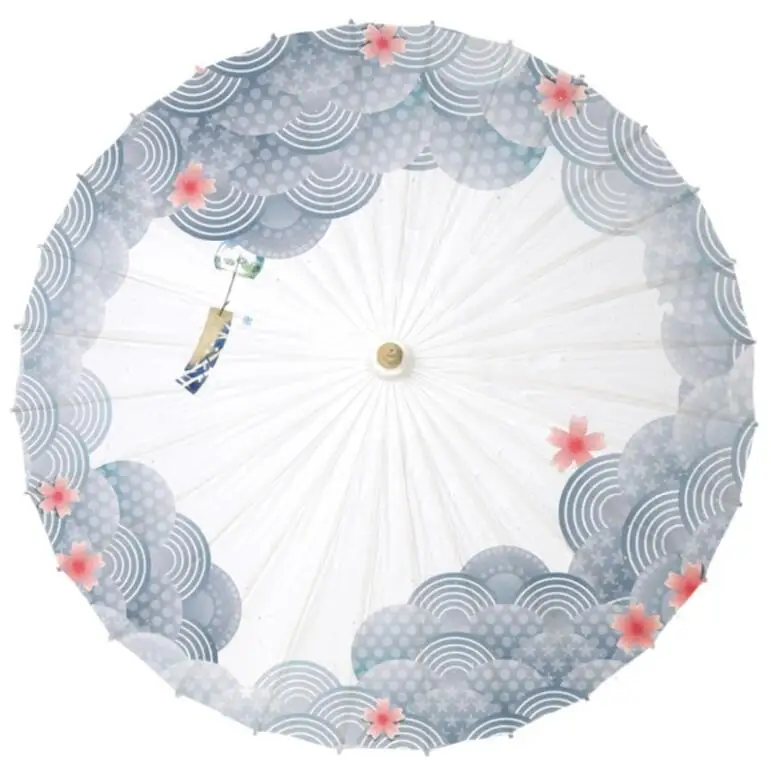 Чистый белый нижний масляный бумажный Зонт светло голубой с веером стиль Розовый