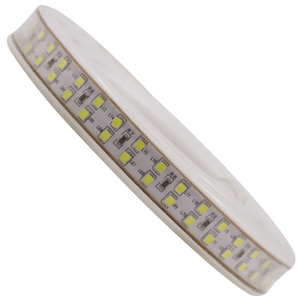 208Led/m светодиодные ленты AC220V, 2835SMD двухрядные белый/теплый белый водонепроницаемый светодиодный светильник+ 3M кабелем EU Мощность штепсельная вилка с вкл/выкл переключатель
