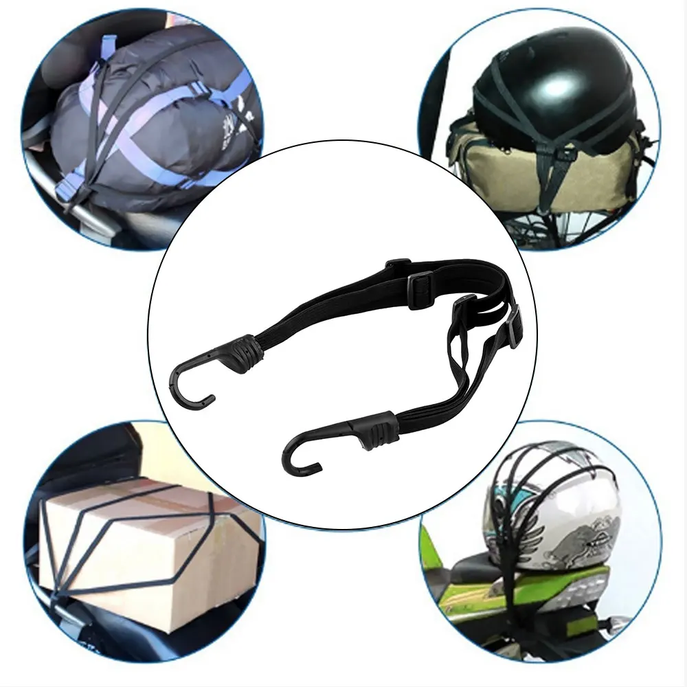 

Motorcycle Trunk Helmet Elastic Strap Universal 2 Hooks Retractable Helmet Luggage Hook Elastic Band for Outdoor Car Home