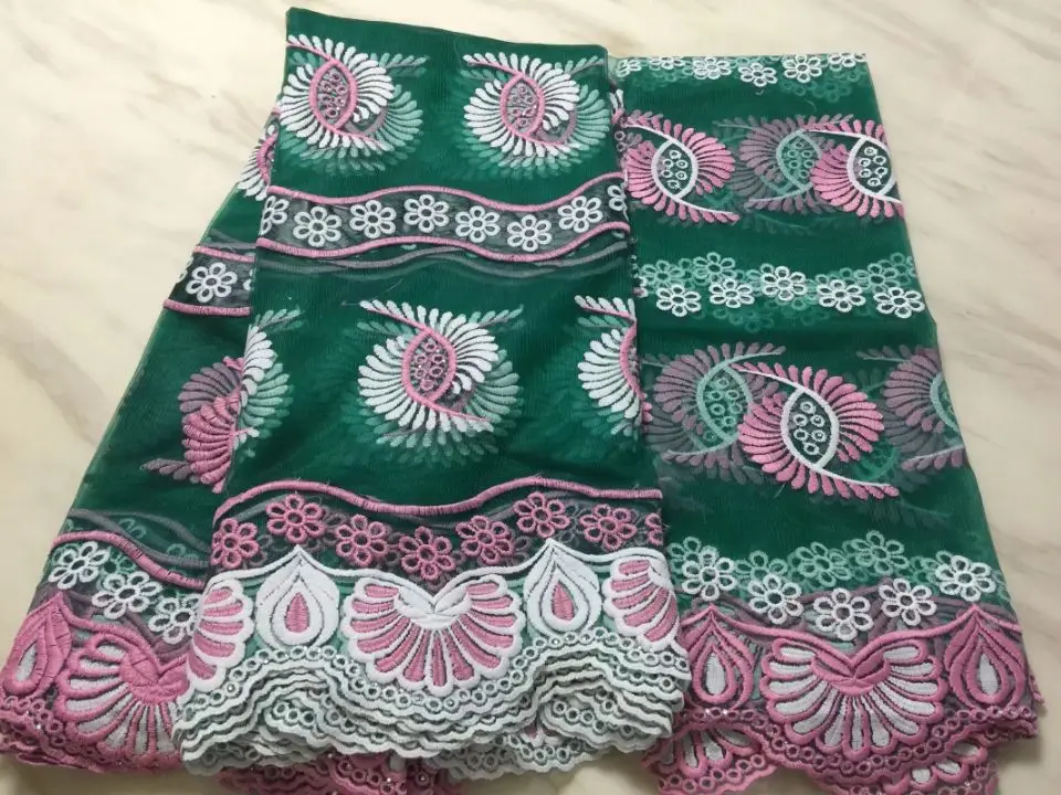 5 ярдов новая мода лимонно-зеленый африканский базин парчовая кружевная ткань и 2