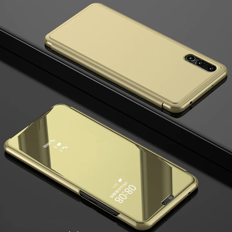 Роскошный чехол Smart View для huawei Y9 Honor 8X Max Y7 Y7 Pro Honor View 20 задняя крышка зеркальная P30 Lite P30 Pro - Цвет: Золотой