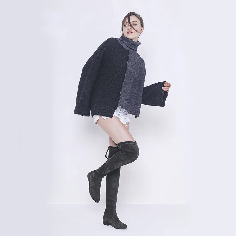 RIZABINA/женские Стрейчевые сапоги Модные зимние выше колена Женские высокие в стиле