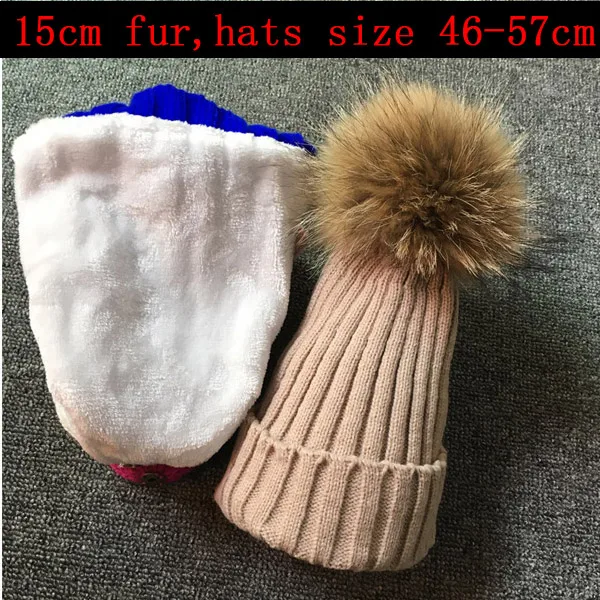 khaki skullies beanies для детей, меховая шапка, зимние шапки для детей, для мальчиков и девочек, с помпонами, skullies beanies для детей, шапка с помпоном - Цвет: khaki