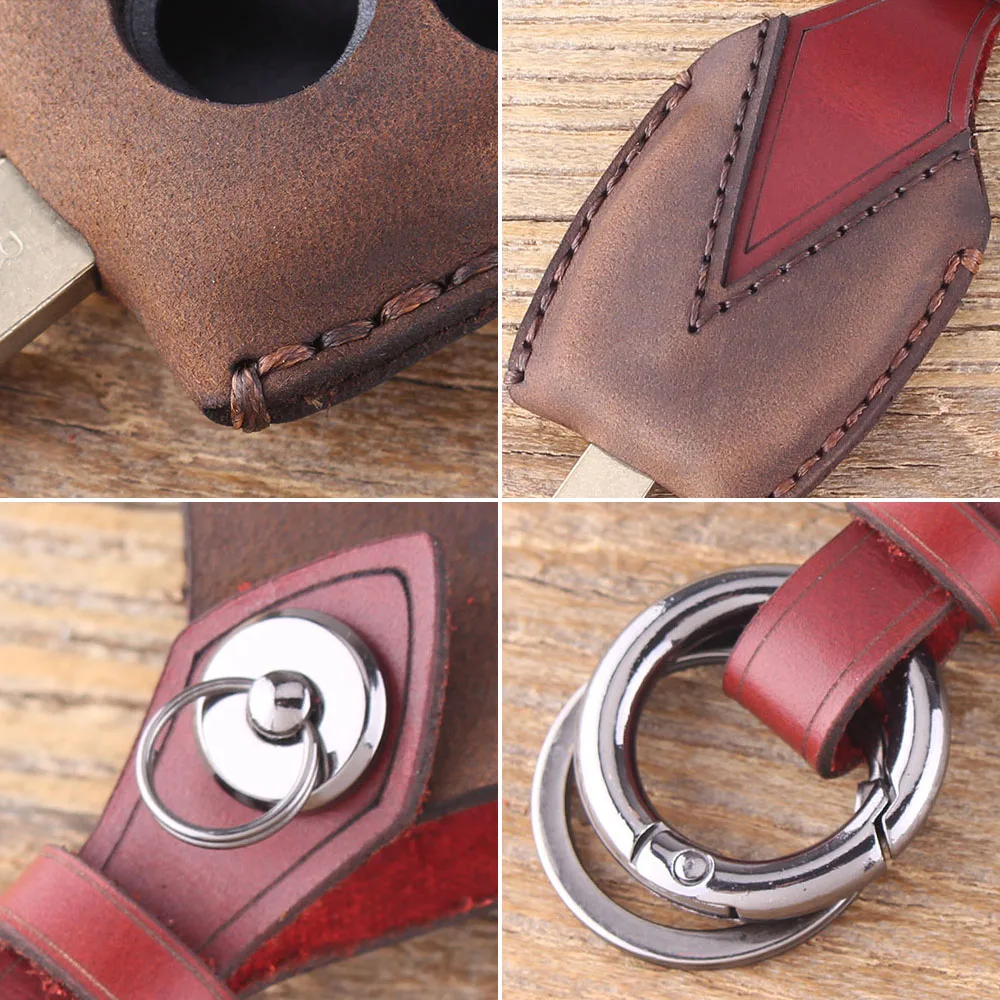 Кожаный чехол для ключей KEYYOU брелок с 2 кнопками пульта дистанционного