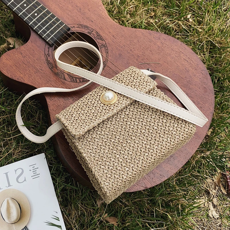 Женская Соломенная пляжная сумка через плечо круглая пушистая тканая