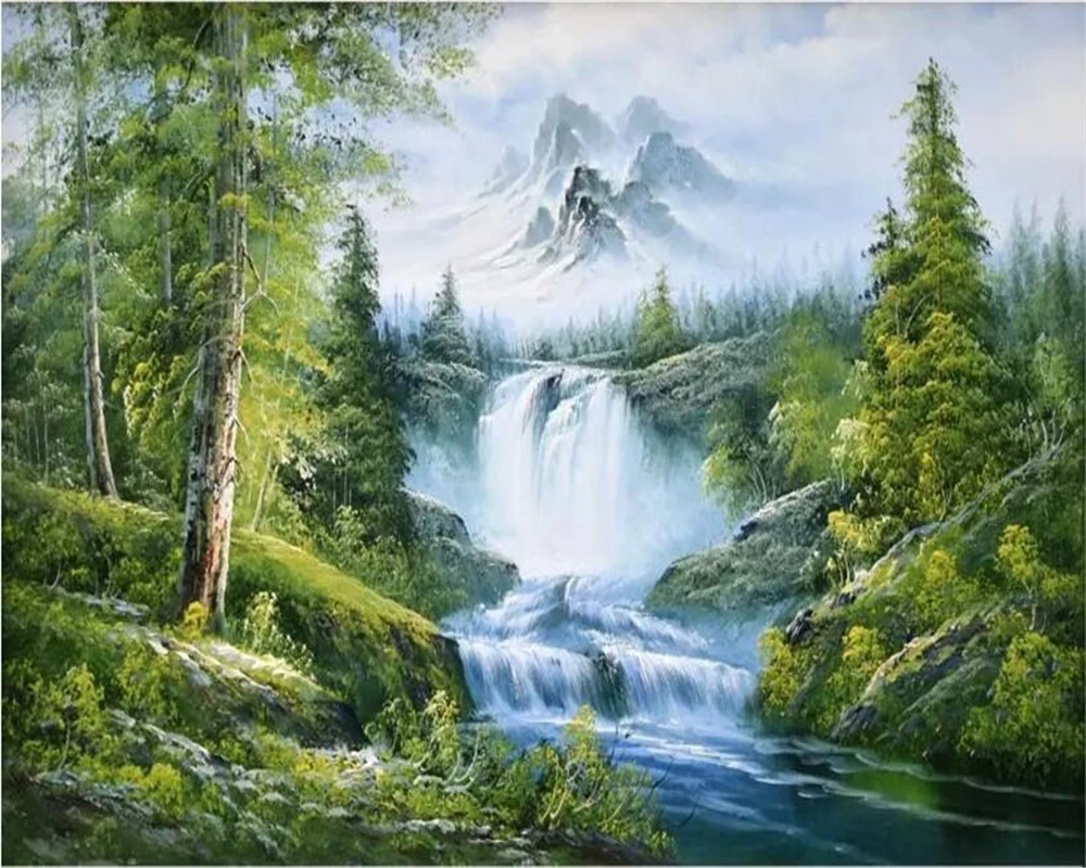 3d обои beibehang фэнтези улучшенная фотография водопад снег Горный пейзаж картина