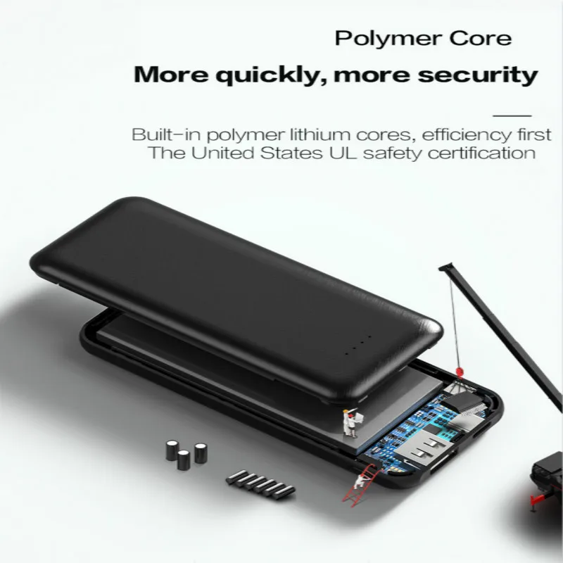 Внешний аккумулятор 10000 мАч с двумя USB внешними аккумуляторами для мобильных