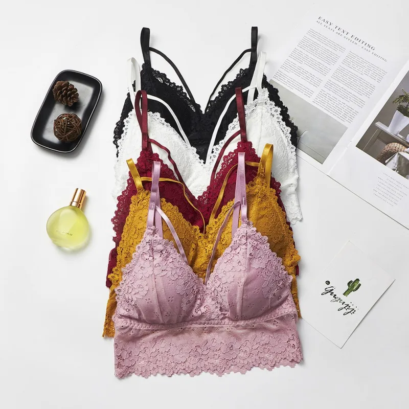 

Fashion Bra Hollow Out Bralette Wireless Chest Padded Bras Women Seamless Lace Bra Sexy Lingerie
