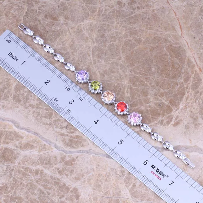 Браслет-цепочка с Красный гранатовый серебряное звеньями 7 дюймов S0624 | Украшения