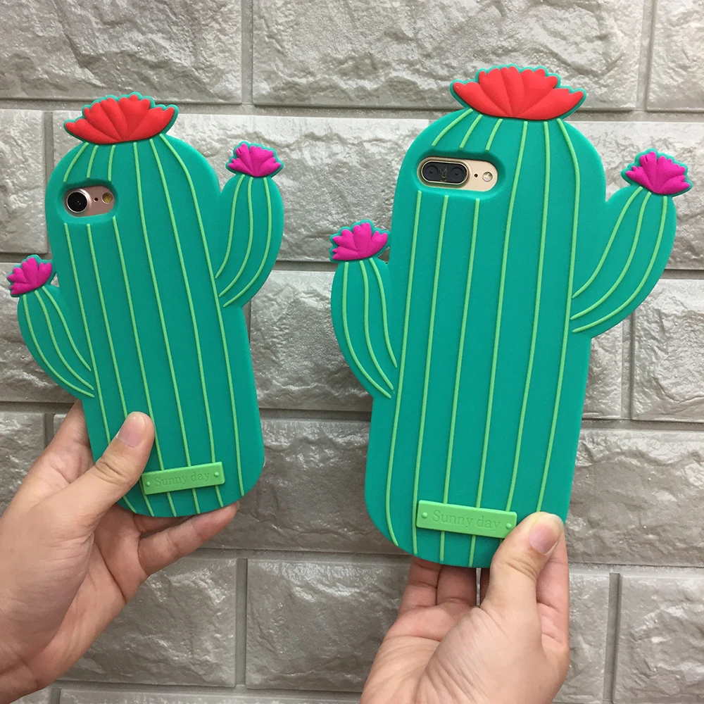 3D милый мультяшный Чехол С КАКТУСОМ и цветами для iPhone X Xs Max 6 6s 7 8 Plus мягкий