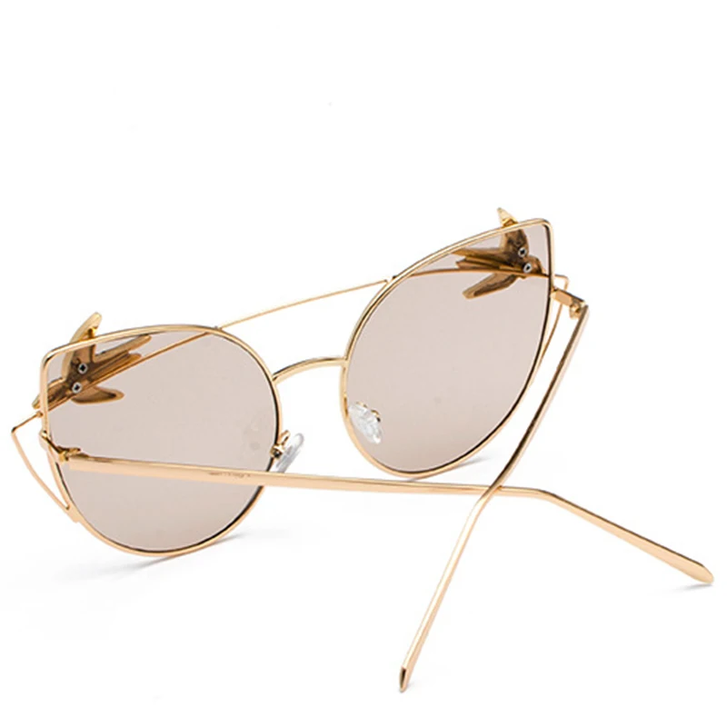 Женские Классические солнцезащитные очки кошачий глаз в металлической