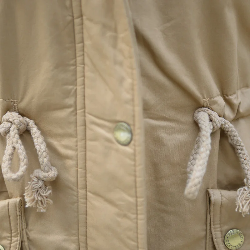 Новинка 2018 зимняя куртка зеленое Хлопковое платье с меховым воротником длинное