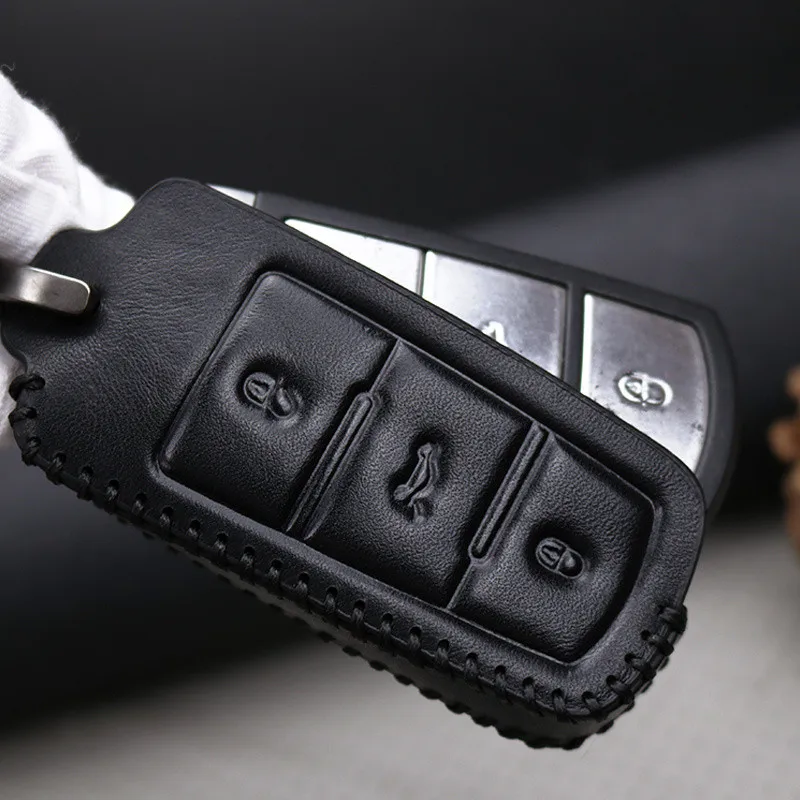 Кожаный чехол для автомобильного ключа брелок Volkswagen Golf 4 5 6 7 MK7 Passat CC B6 B7 B8 3C Magotan R36