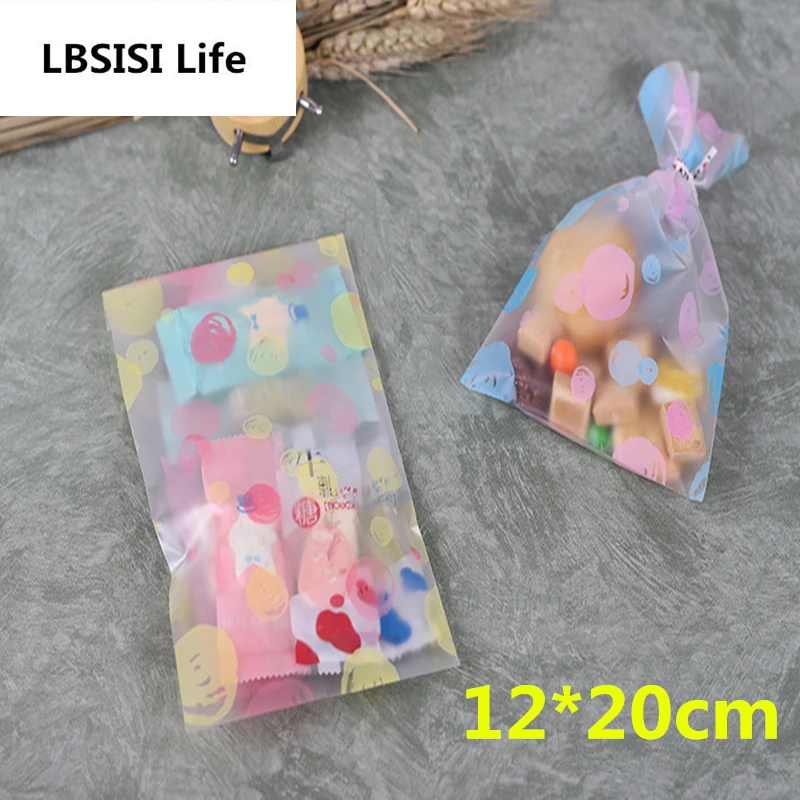 Прозрачные цветные пластиковые пакеты в горошек 100 шт. 12*20 см упаковка для