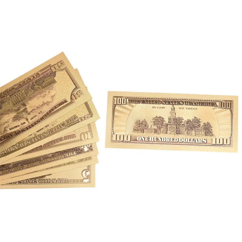 7 шт. американское золото Banknotes банкноты Позолоченные бумажные деньги для сбора 15*7 см/5,91* 2.76in