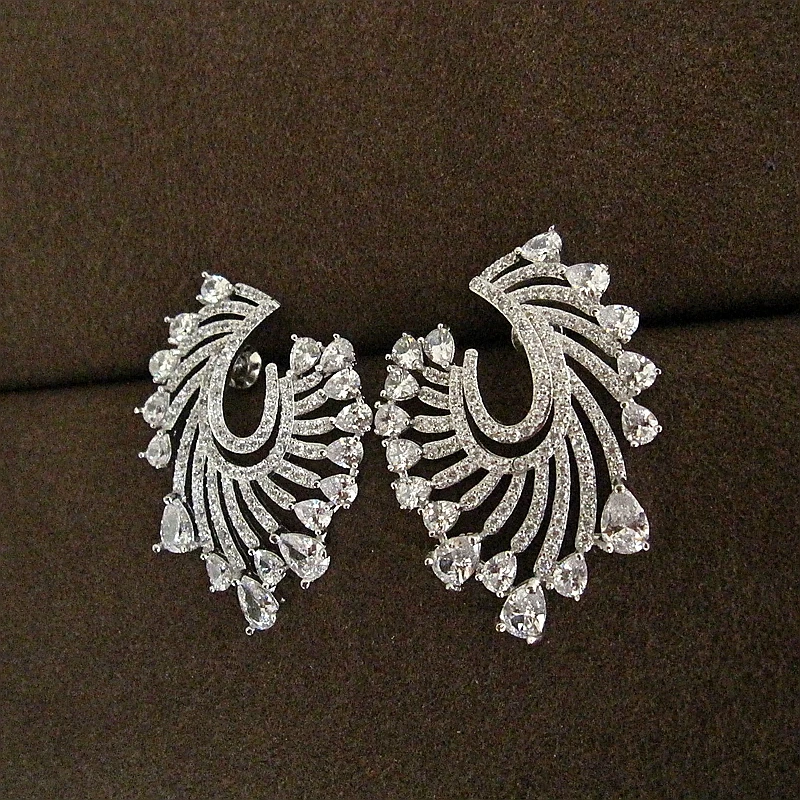 Fashion women's AAA cubic zirconia Abstract wing-shaped Earrings Wedding/Party/dinner Jewelry for Accessaries E1535w | Украшения и