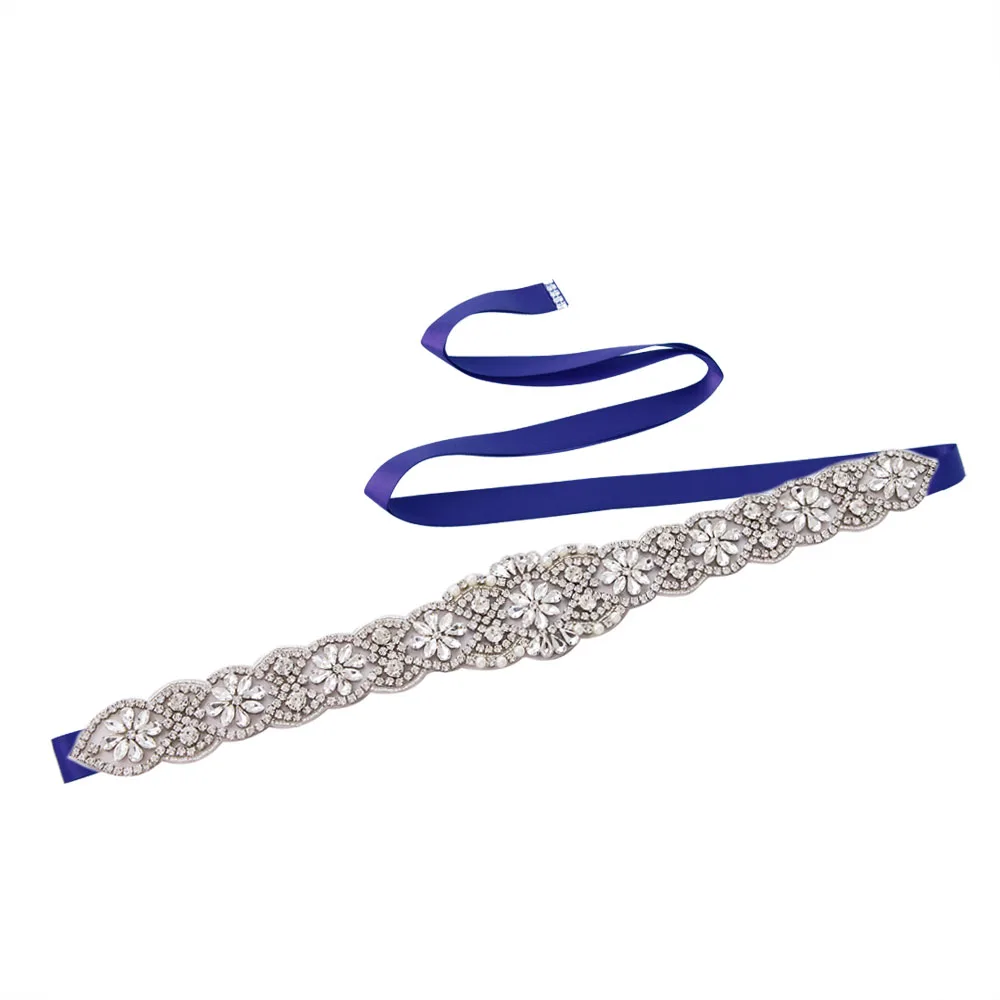 Royal Blue TOPQUEEN S161B свадебный пояс, расшитый бисером стразы, пояс для свадьбы, пояс для невесты, Кристальный формальный пояс, женский ремень для вечеринки - Цвет: Royal Blue