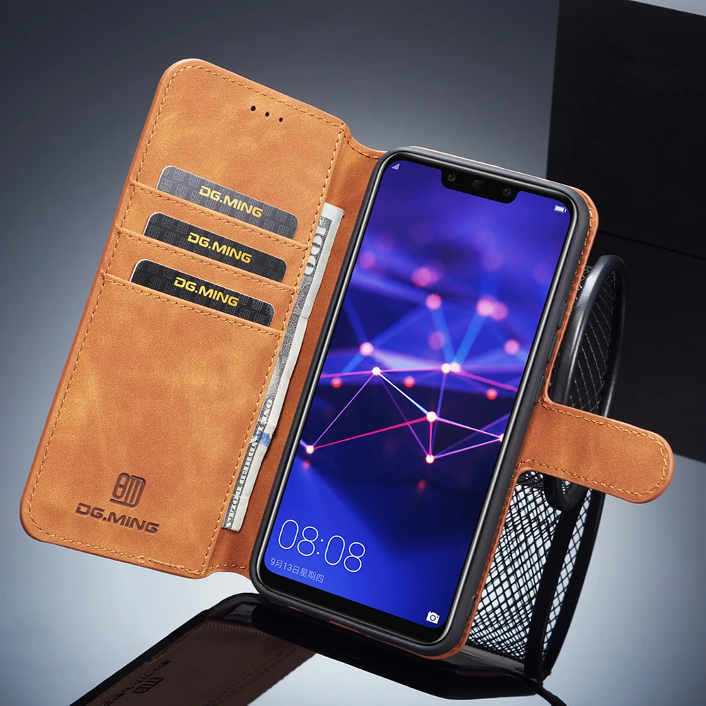 Кожаный чехол кошелек для huawei mate 20 Lite Pro силиконовый черный слот карт люксовый на