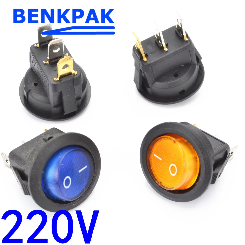 4 шт Вкл/Выкл круглый Кулисный переключатель с 220v лампой|on/off rocker switch|switch onswitch on off |
