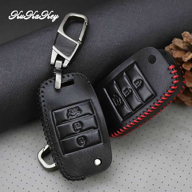 Чехол из натуральной кожи с 3 кнопками для KIA Sid Rio Soul Sportage Ceed Sorento Cerato K2 K3 K4 K5