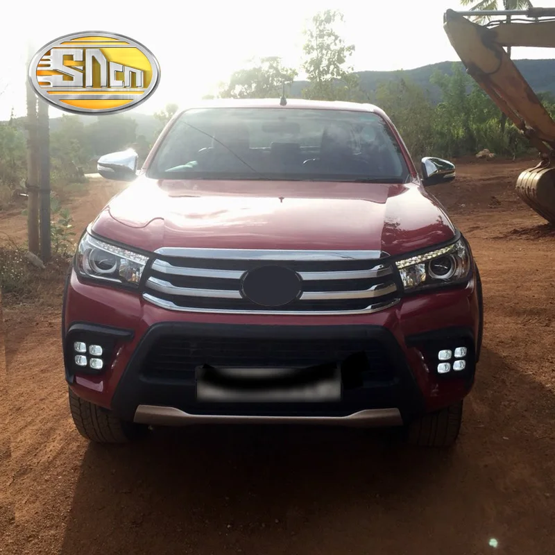 Для Toyota Hilux Revo Vigo 2 шт. Автомобильный светодиодный дневной ходовой светильник DRL противотуманная фара крышка с желтым поворотником стиль реле