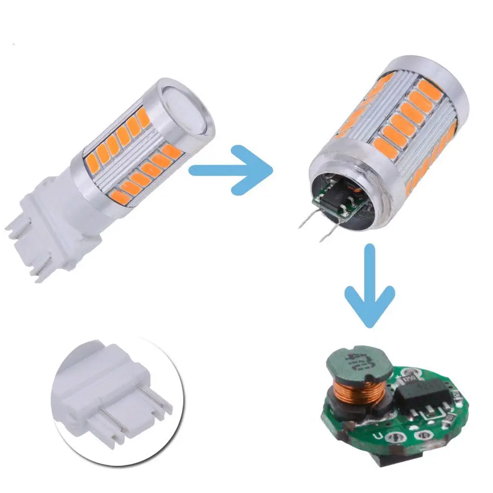 2 шт светодиодный 3157 3457 3057 сигнал 33SMD резервный задний фонарь желтый