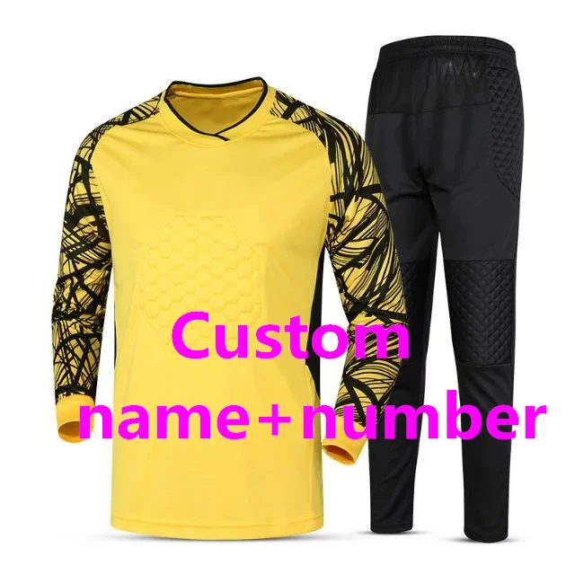 Custom name number Мужская короткая Футбольная форма вратаря набор быстросохнущая голкиперская форма с длинным рукавом костюм-униформа - Цвет: Custom name number