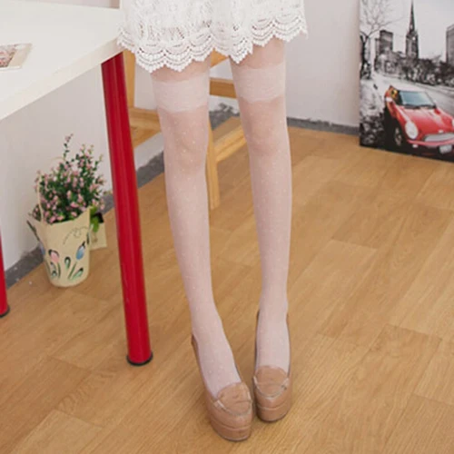 Сексуальные прозрачные кружевные облегающие колготки чулки в горошек для женщин