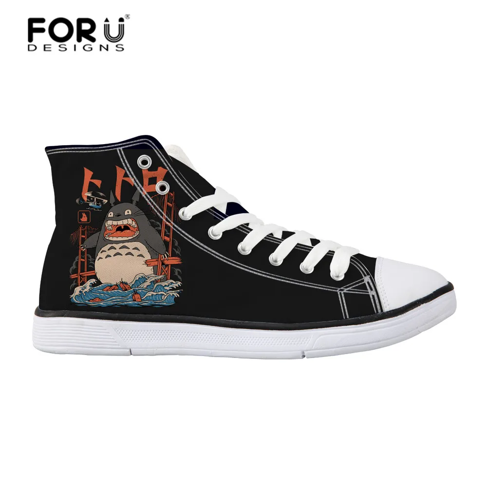 Классические женские парусиновые туфли FORUDESIGNS Totoro Осенняя обувь с высоким берцем