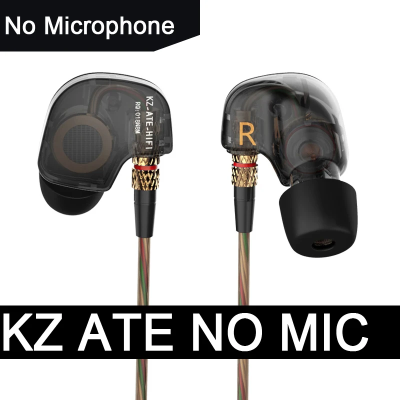 KZ ATE ATEs динамические наушники в ухо Мониторы HiFi наушники с микрофоном медный драйвер HiFi спортивные наушники для бега - Цвет: ATE No Mic