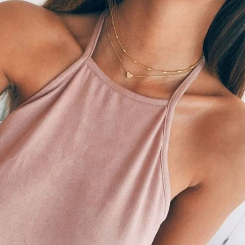 two gold Small heart choker Necklace for women gold silver chain Small love NECKLACE PENDANT in collar Bohemian Chocker necklace jewelry - Окраска металла: two gold
