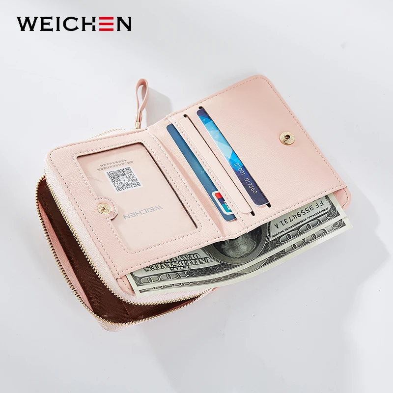 WEICHEN вместительный женский кошелек на молнии складной для кредитных карт