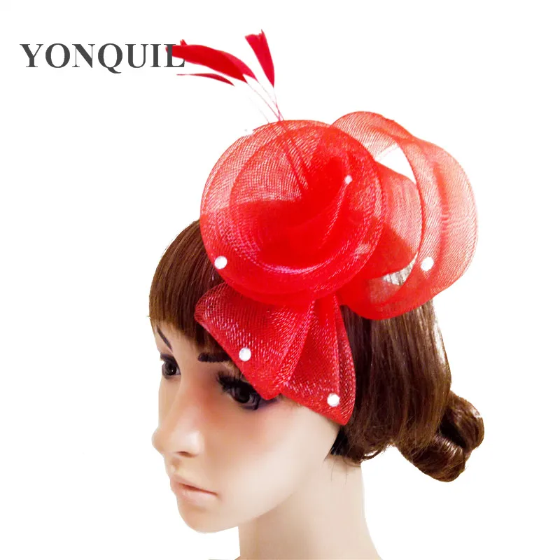 

Ladies Elegant Fascinator Feather Flowers Women Crinoline DIY Hair Accessories Fancy Wedding Hats Bridal Hats Cocktail SYF241