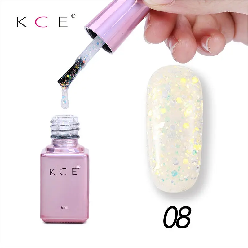 8 KCE Гель-лак для ногтей, УФ и светодиодный, сияющий, цветной, 15 цветов, 6 мл, долговечный, замачиваемый, лак, дешевый, маникюрный лак и штамп - Цвет: 8