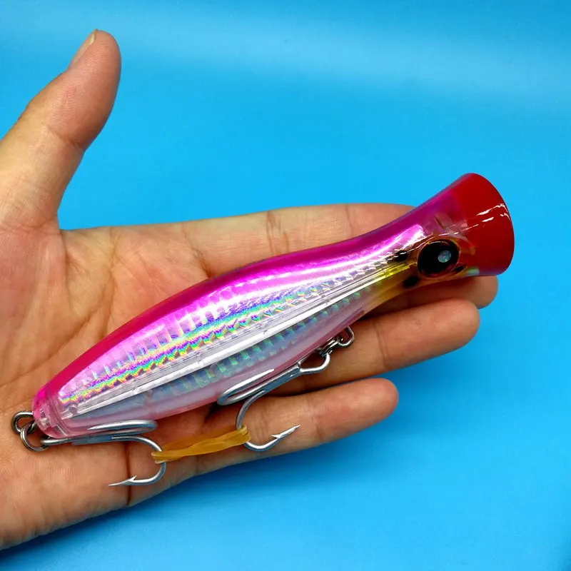 Noeby 1 шт. Topwater big Poppers 43 г/81 г/154 г 6 цветов глубокие морские рыболовные приманки верхняя вода тунец твердая приманка тройные Крючки - Цвет: 9602 43g 104
