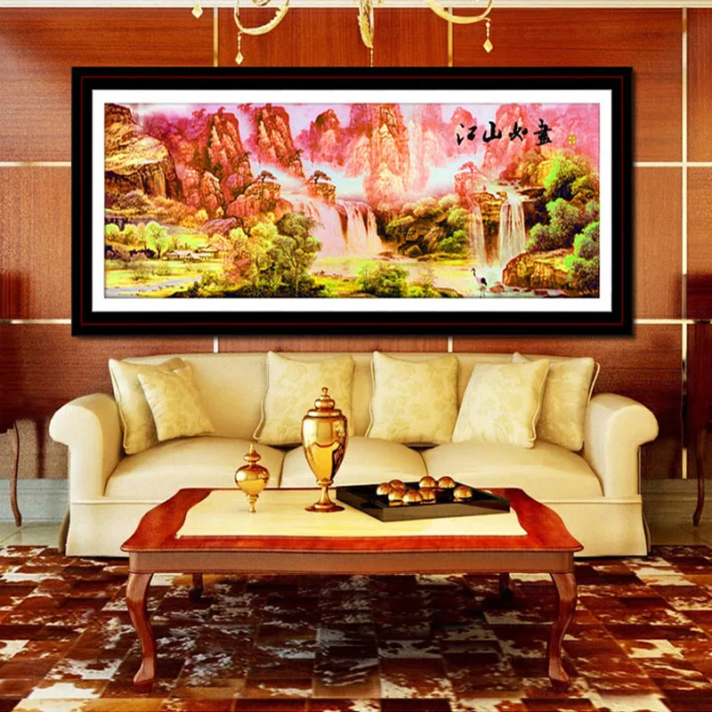 5D алмазная живопись своими руками реки и горы зарабатывают деньги круглая