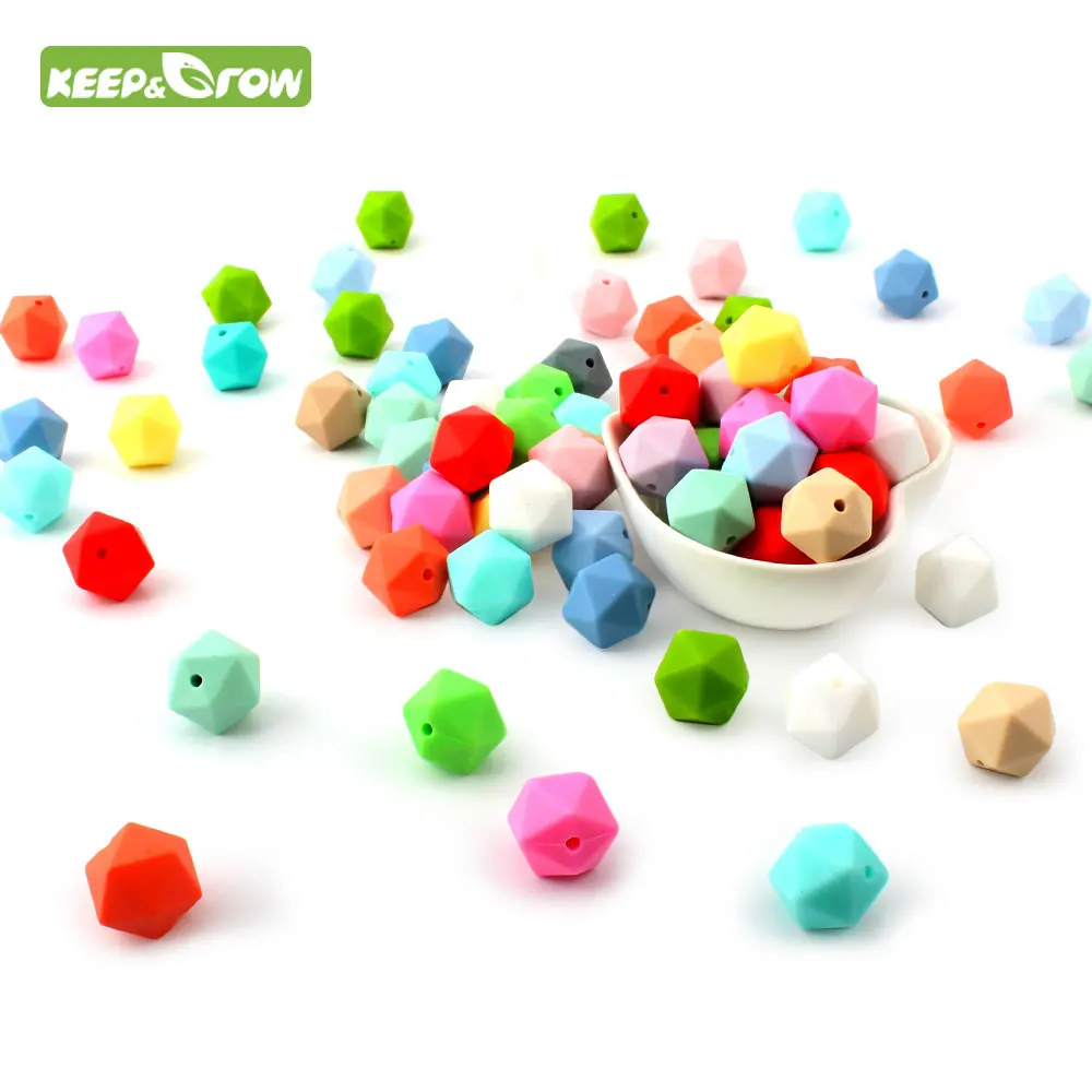KEEP & GROW 30 шт. 14 мм Icosahedron силиконовые бусины BPA Бесплатно Детские Силиконовые для