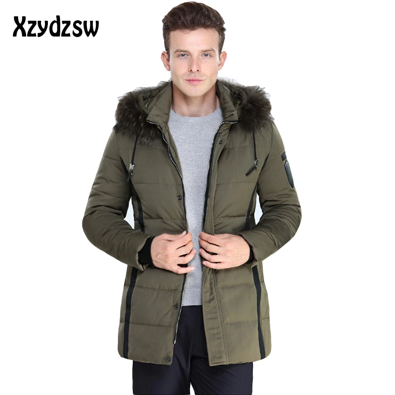 Зимняя куртка Мужская на утином пуху канадский Гуде меховой капюшон съемная