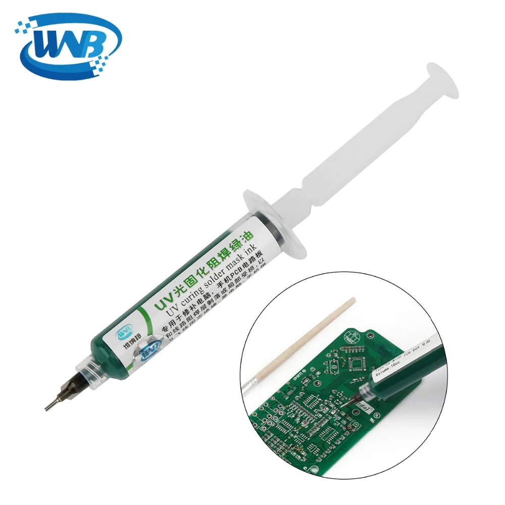 WNB 10 мл Зеленый масло УФ припоя маска BGA PCB краски предотвратить коррозионные дуги паяльная паста Flux чернила мягкий нейлон кисточки 9 светодиодный