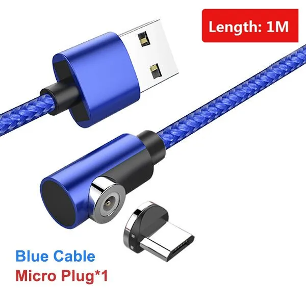 For Micro Blue 1M ACCEZZ Магнитный кабель Micro usb type C для iPhone X XS MAX XR 8 Магнитная Зарядка для samsung S10 Быстрая зарядка телефонный кабель шнур 2 м - Цвет: For Micro Blue 1M